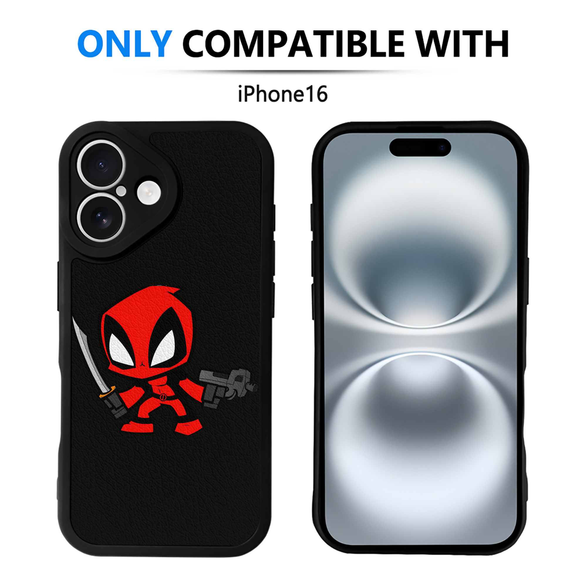 （画像用） Deadpool デッドプール 【iPhone 16シリーズ対応】シリコンスマホケース（レザー調） 材質：シリコン